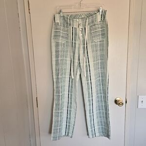 Sundance Cotton Pants Striped Green and White Women's S